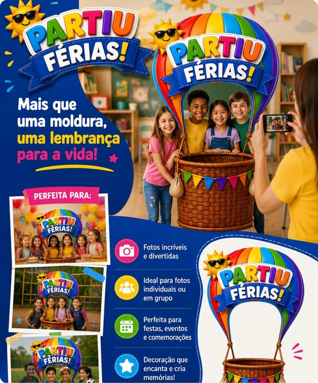 Moldura de férias para imprimir — Educação Infantil e Anos Iniciais — amostra 2: Como aplicar em sala