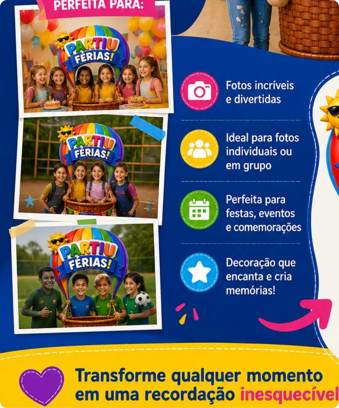 Moldura de férias para imprimir — Educação Infantil e Anos Iniciais — amostra 3: O que você recebe no PDF