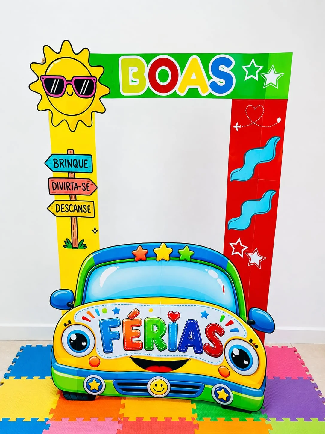 Moldura de Férias Tema Carrinho PDF — amostra 2: Moldura de Férias Tema Carrinho em PDF para imprimir (1,59m x 80cm), ideal…