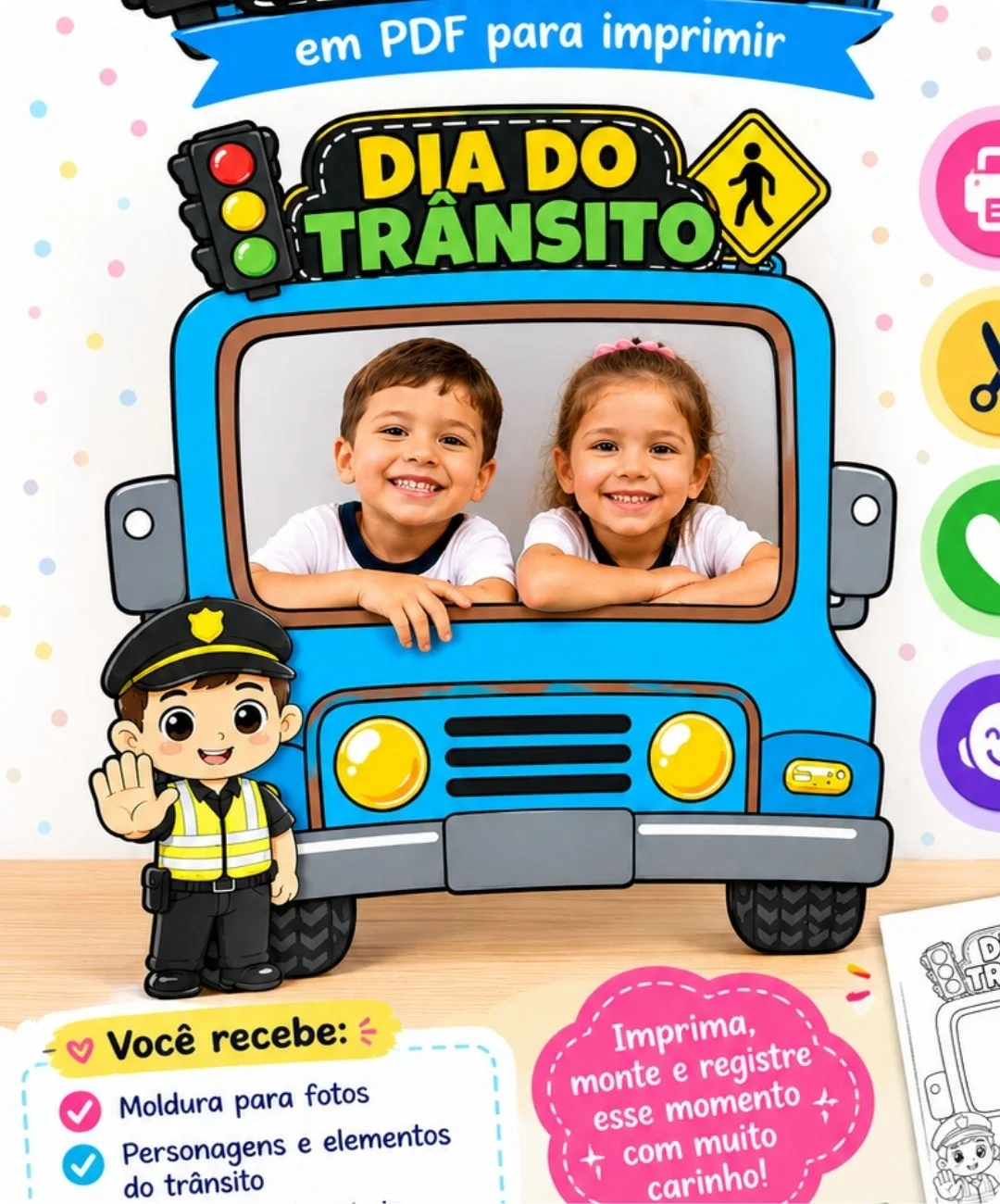 Moldura de fotos do Dia do Trânsito para imprimir – Educação Infantil — capa do material