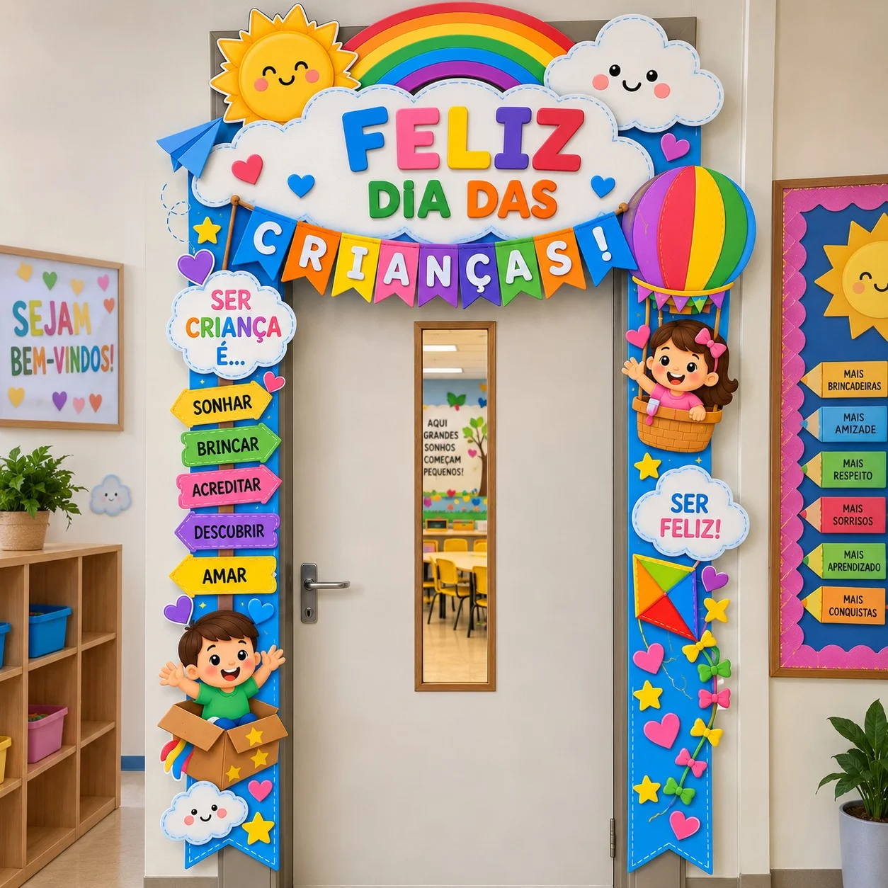 Moldura decoração de porta dia das crianças — capa do material