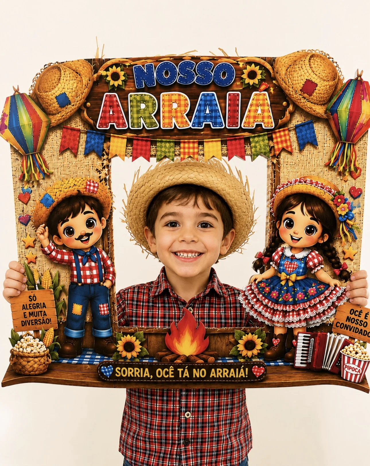 Moldura junina para fotos — amostra 1: Moldura junina para fotos ARRAIÁ DA CRIATIVIDADE NA SUA ESCOLA