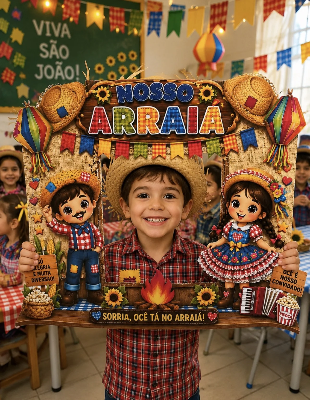 Moldura junina para fotos — amostra 2: Moldura junina para fotos ARRAIÁ DA CRIATIVIDADE NA SUA ESCOLA