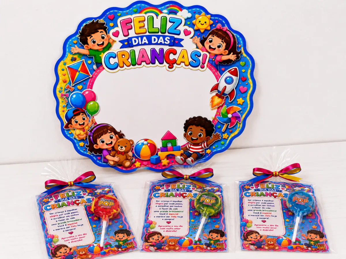 Moldura + Lembrancinha – Feliz Dia Das Crianças — amostra 2: ✔ Dia das Crianças ✔ Comemorações escolares ✔ Educação…