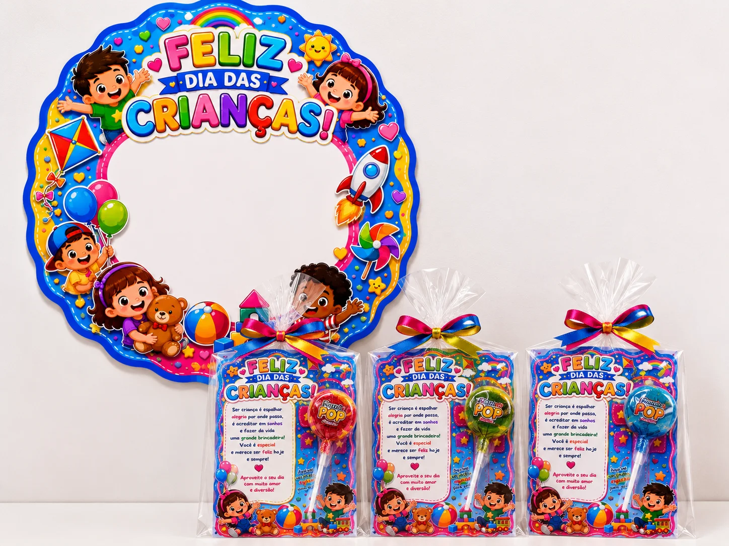 Moldura + Lembrancinhas – Feliz Dia das Crianças — amostra 6: ✔ Dia das Crianças ✔ Comemorações escolares ✔ Educação…