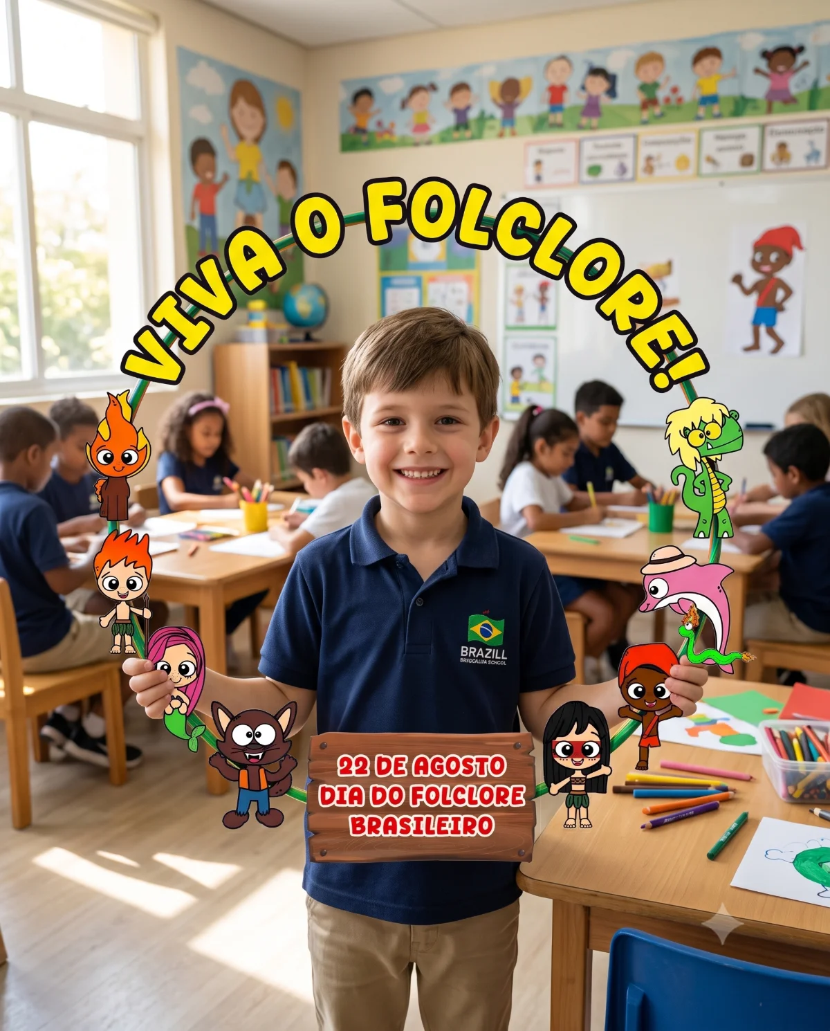 MOLDURA PARA BAMBOLÊ VIVA O FOLCLORE BRASILEIRO — Datas comemorativas para Educação Infantil: Transforme o Dia do Folclore…