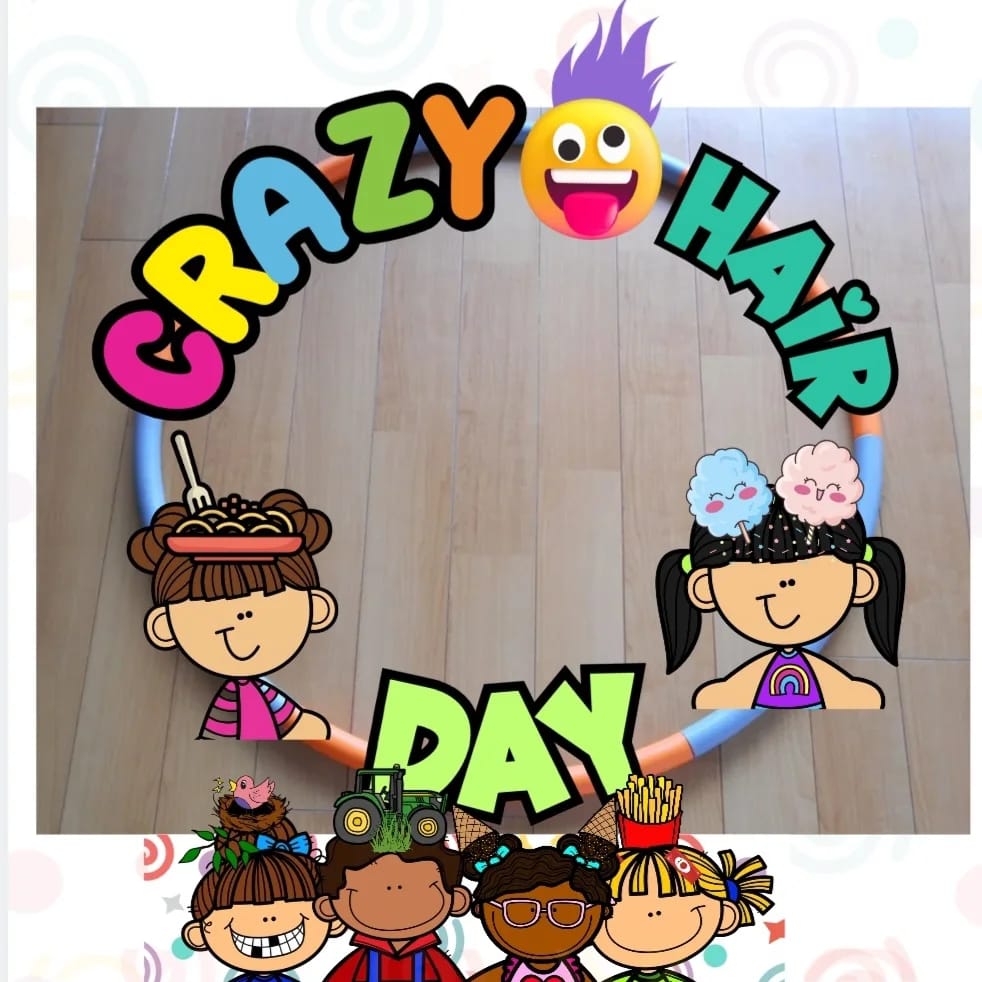 Moldura para foto / bambolê em inglês "crazy hair day" – PDF para Imprimir — Matemática para Todas as séries: O Dia do…