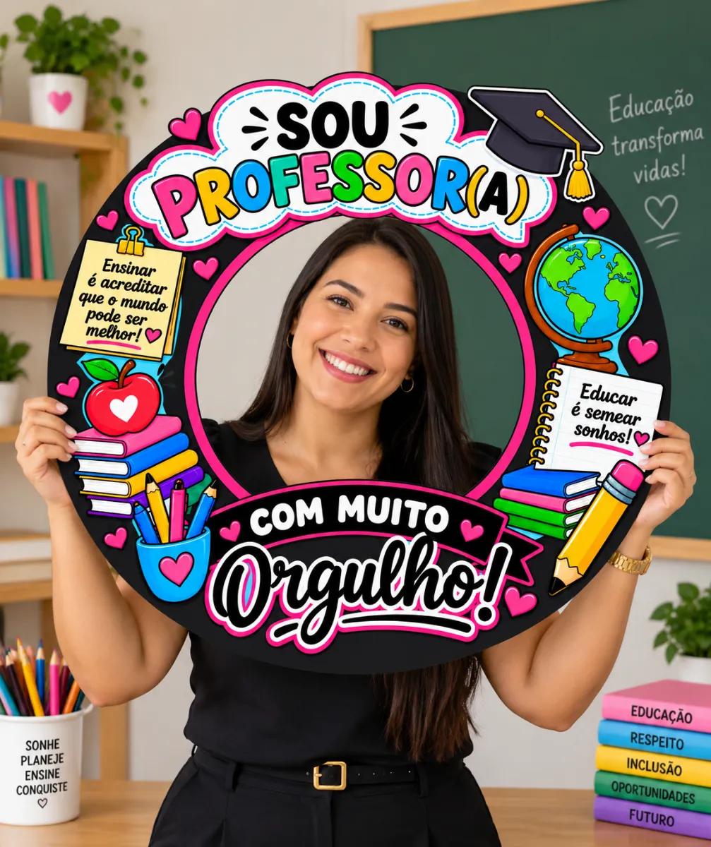 Moldura “Sou Professora, Com muito orgulho Em PDF!” — amostra 1: Moldura “Sou Professora, com Muito Orgulho!” para fotos…