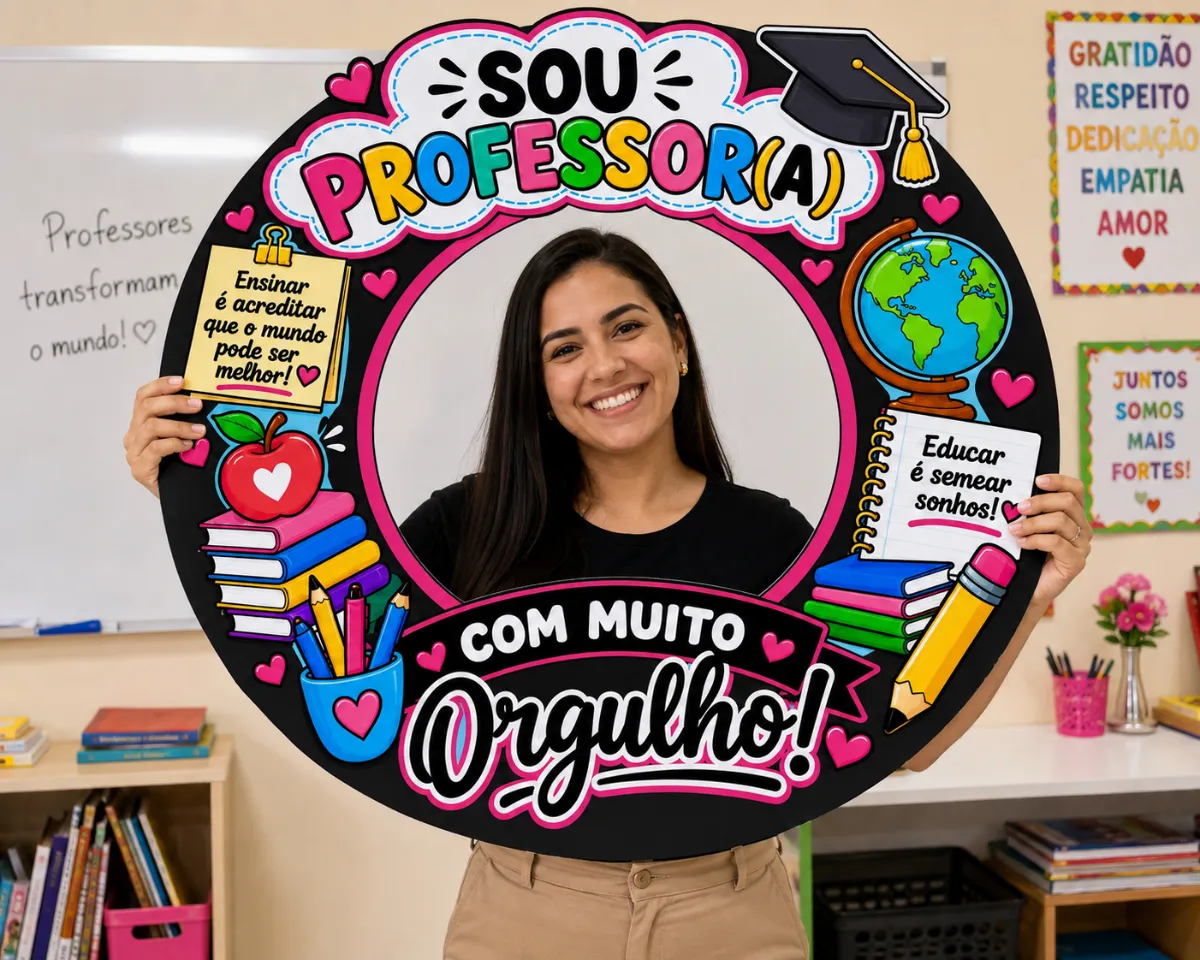 Moldura “Sou Professora, Com muito orgulho Em PDF!” — amostra 4: Moldura “Sou Professora, com Muito Orgulho