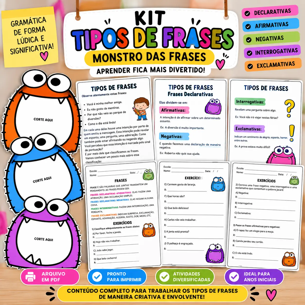 Monstrinho das frases -Atividades de Gramática e Análise Linguística. — capa do material