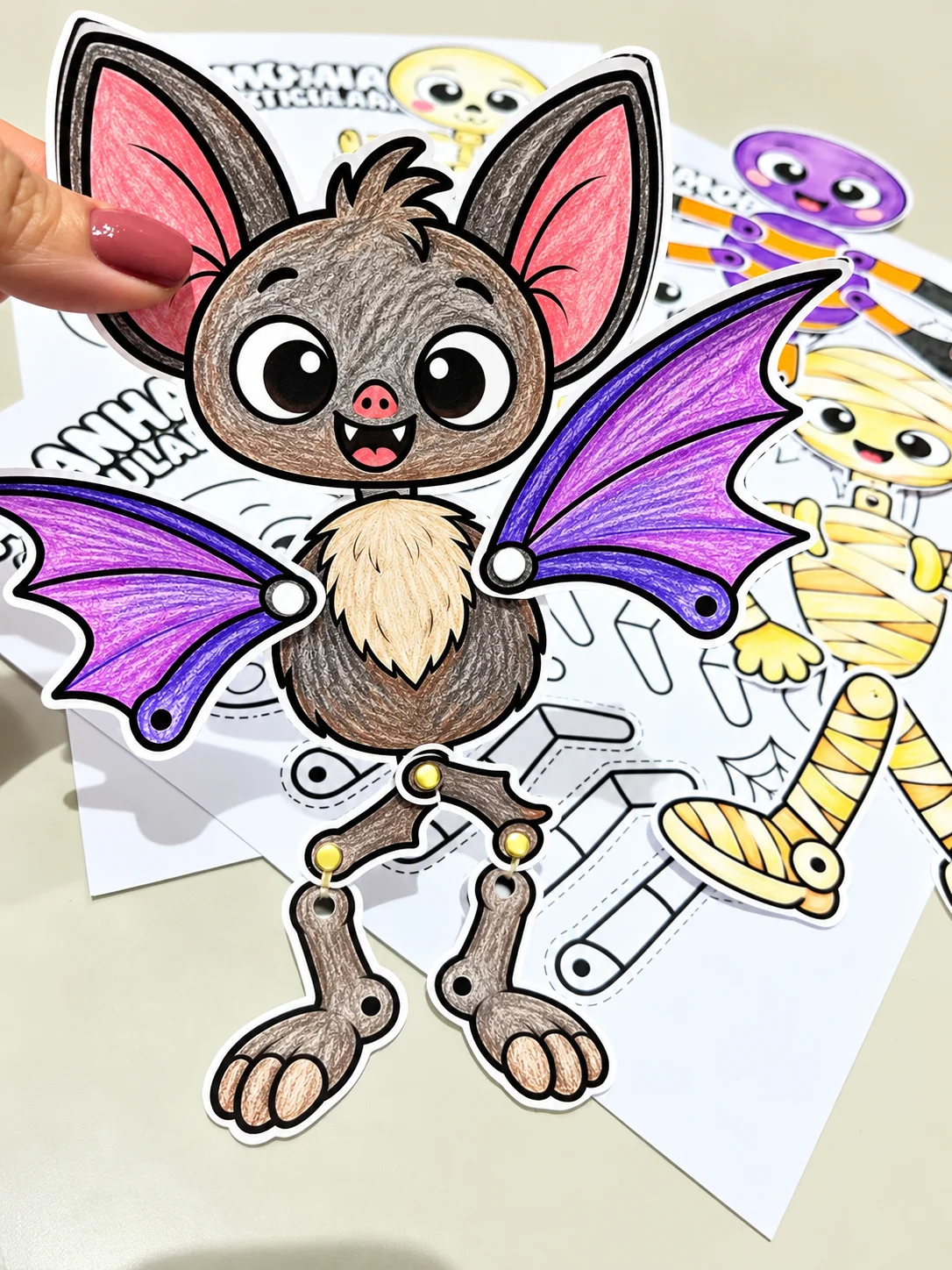 Monstrinhos Articulados Halloween para Imprimir — amostra 5: Coleção de monstrinhos articulados para colorir, recortar e…