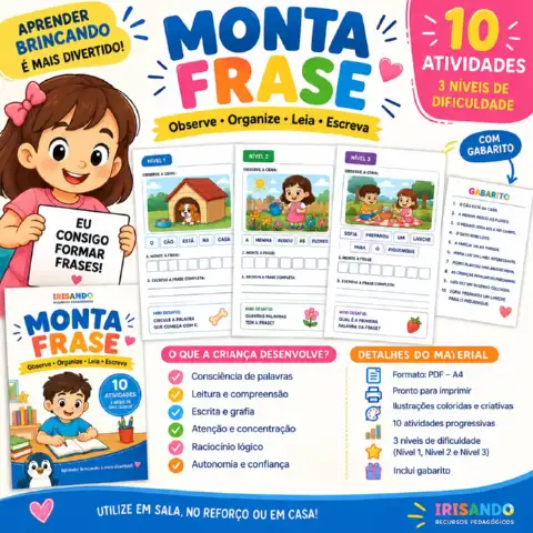 Monta Frase – Leitura e Formação de Frases com Apoio Visual — amostra 1: O arquivo conta com 10 atividades organizadas em 3… Monta Frase – Leitura e Formação de Frases com Apoio Visual — amostra 1: O arquivo conta com 10 atividades organizadas em 3…