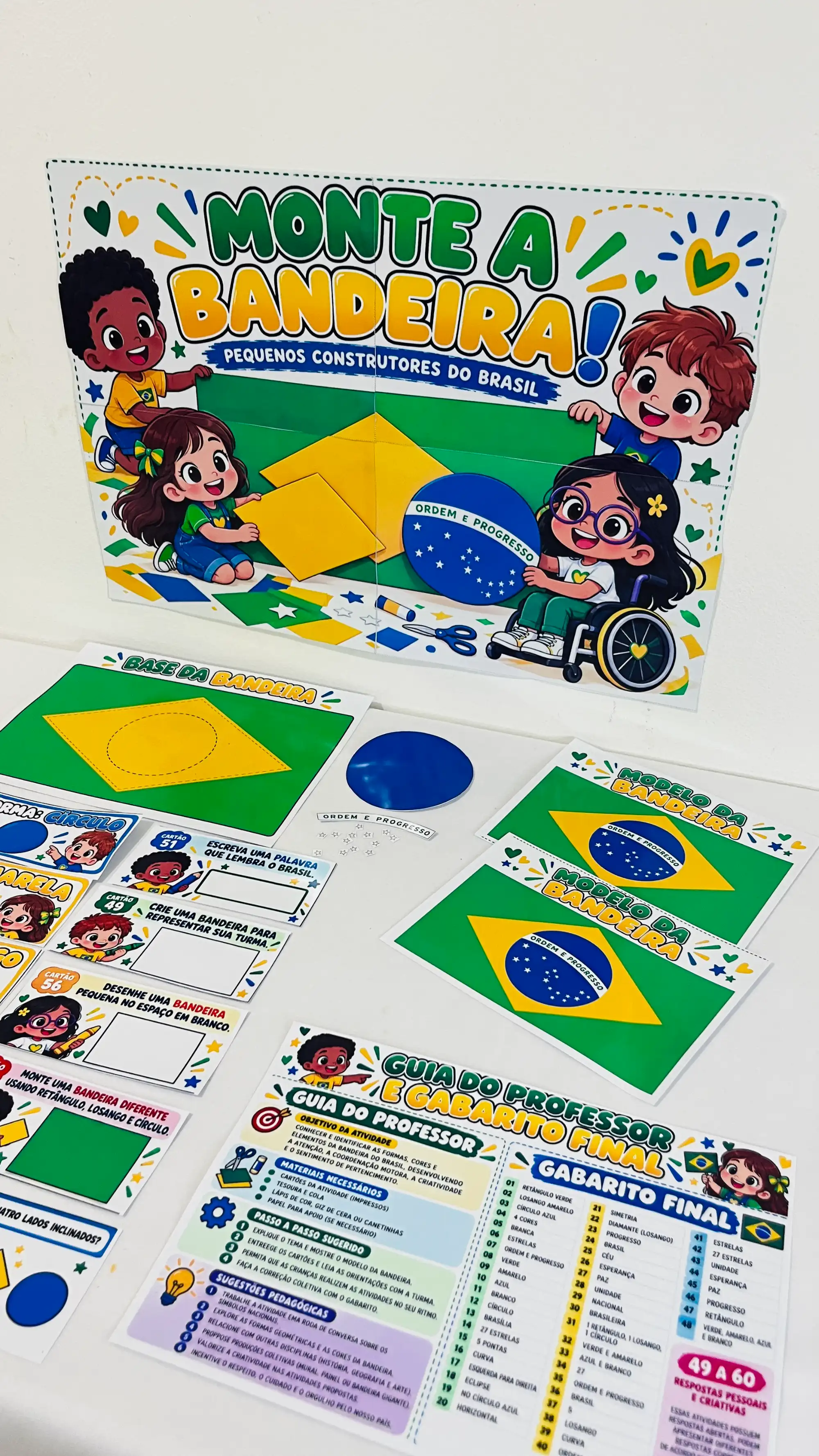Monte a Bandeira do Brasil – Jogo com 60 Desafios para Imprimir — amostra 2: Jogo Monte a Bandeira do Brasil com 60…