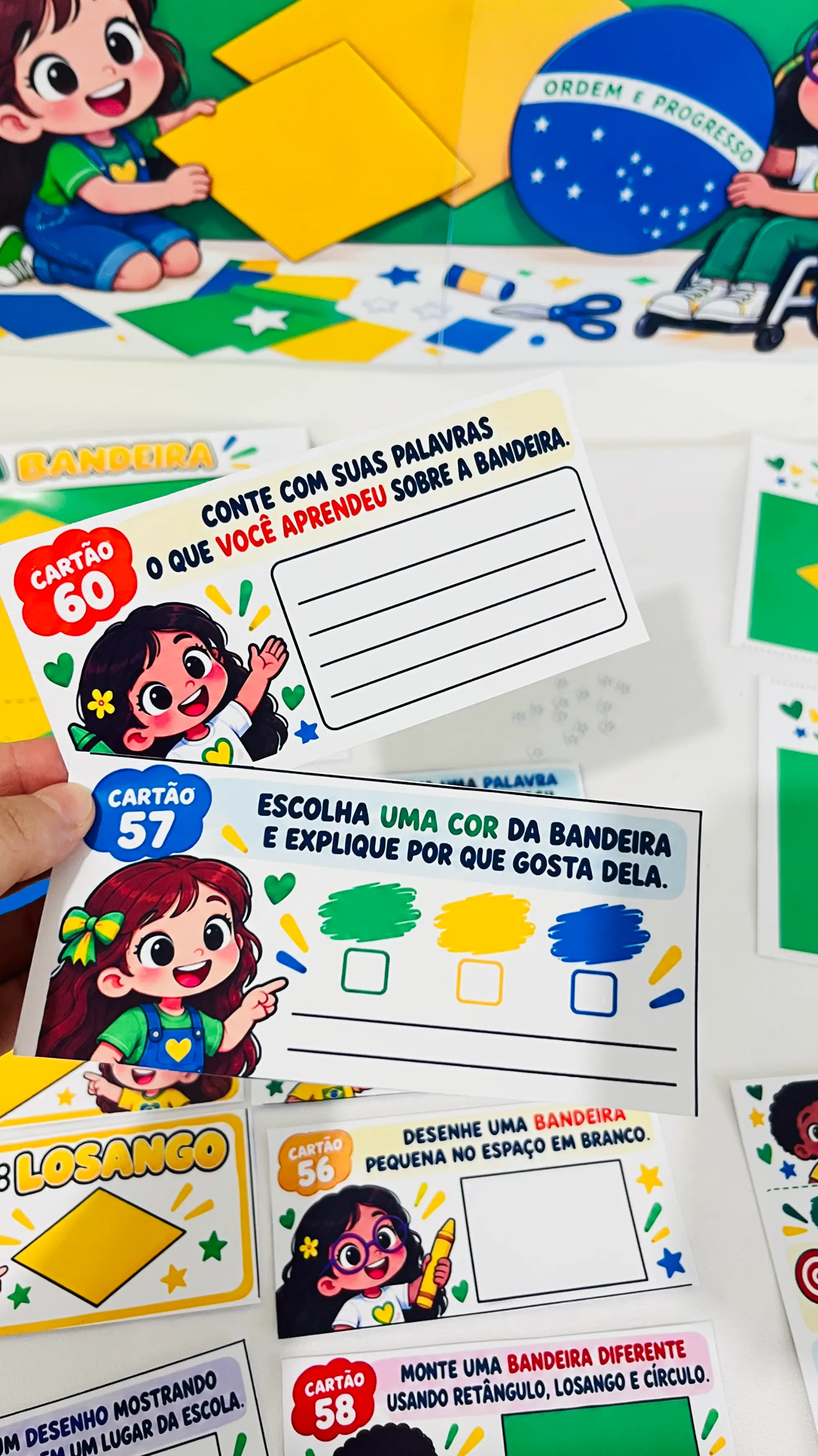 Monte a Bandeira do Brasil – Jogo com 60 Desafios para Imprimir — amostra 5: Jogo Monte a Bandeira do Brasil com 60…