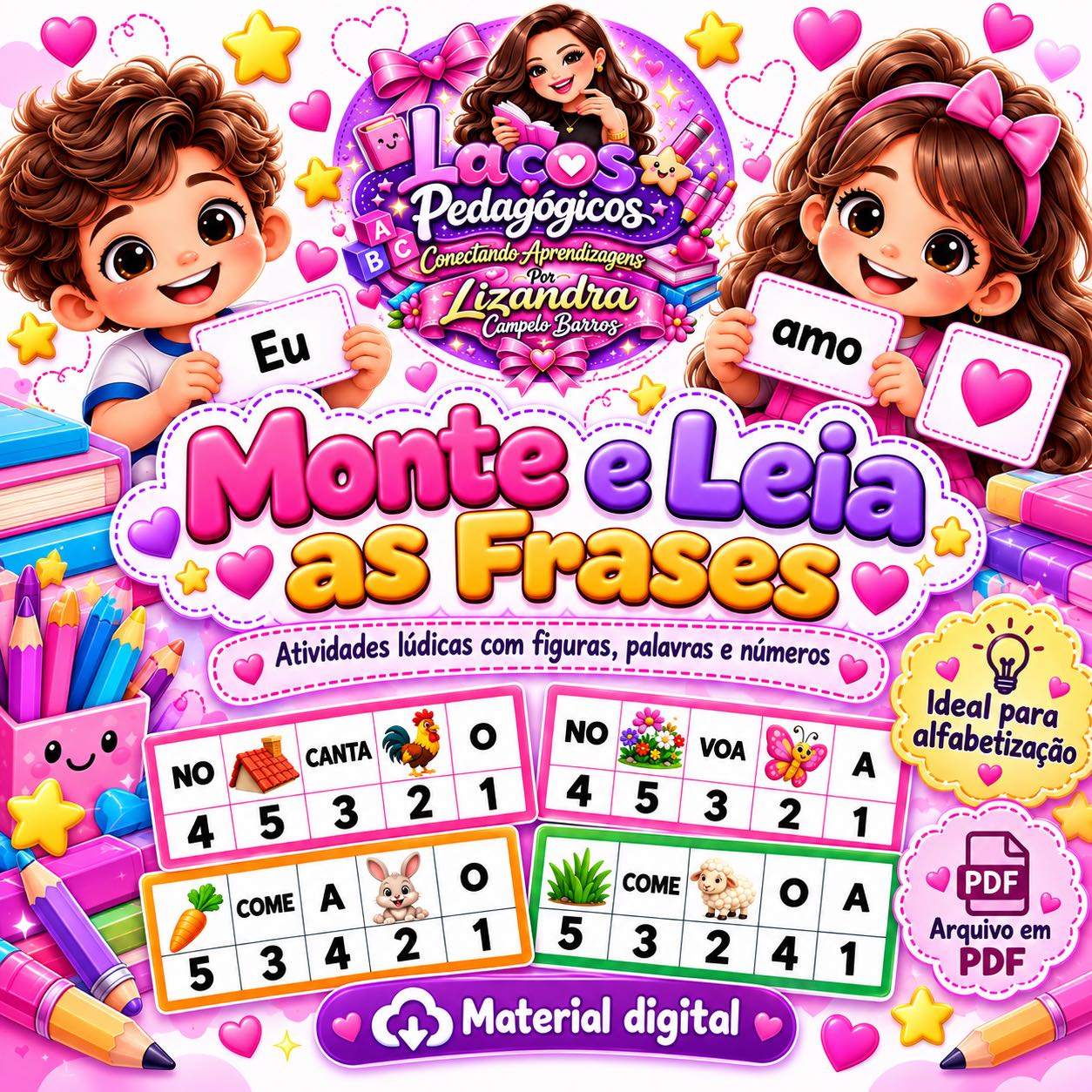 Monte e Leia as frases: Atividades de alfabetização — capa do material