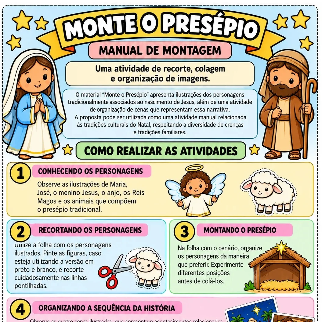 MONTE SEU PRESÉPIO: UMA VIAGEM ÀS TRADIÇÕES DO NATAL — amostra 7: 4. Organizando a sequência da história