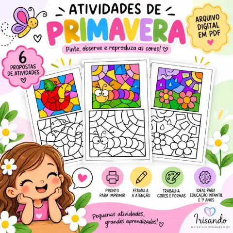 Mosaico da primavera para aprender, observar e criar! — amostra 2: 6 atividades de primavera com modelos coloridos e…