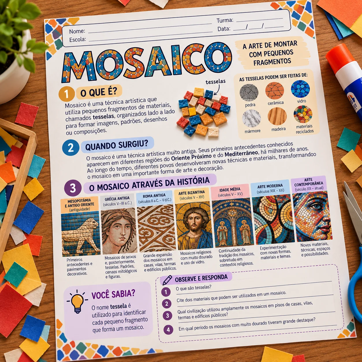 Mosaico: História, Arte Contemporânea e Atividade Prática — amostra 1: A Arte dos Mosaicos: Conteúdos e Atividades é um…