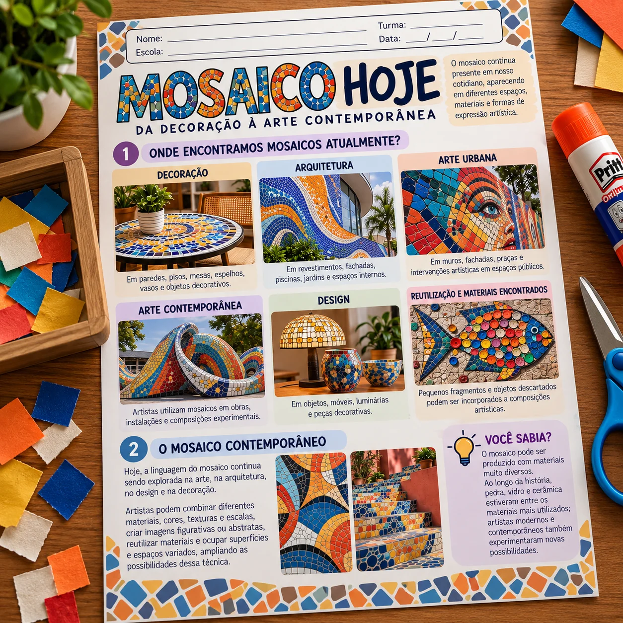 Mosaico: História, Arte Contemporânea e Atividade Prática — amostra 2: Material de Arte sobre mosaico com história,…