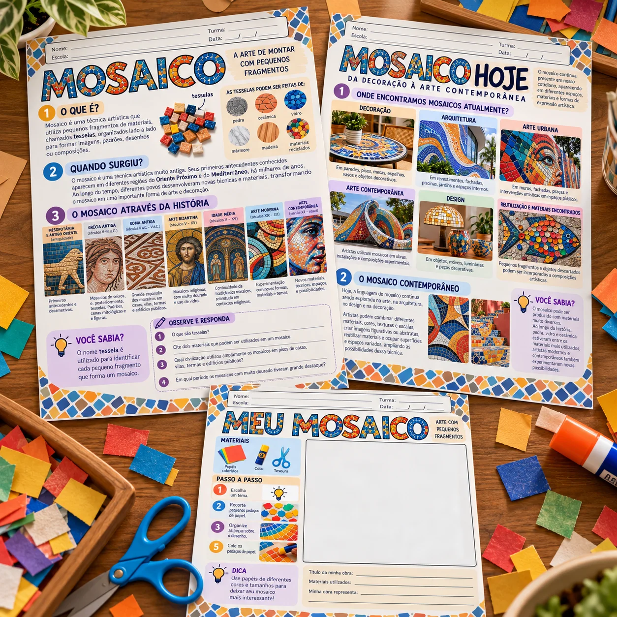 Mosaico: História, Arte Contemporânea e Atividade Prática — amostra 4: Material de Arte sobre mosaico com história,…