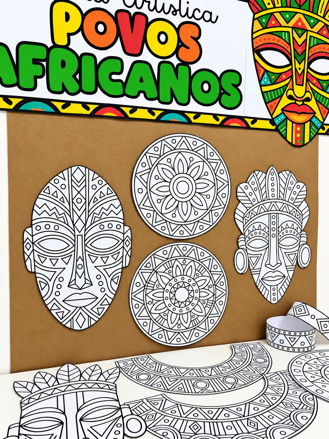 Mostra Artística Povos Africanos – Atividades para Imprimir — amostra 4: Mostra Artística Povos Africanos com máscaras,…