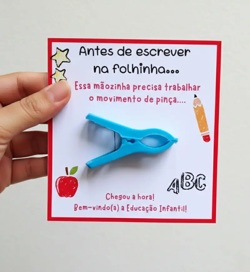Movimento de pinça: recadinho de acolhida na Educação Infantil — amostra 2: O que vem no material