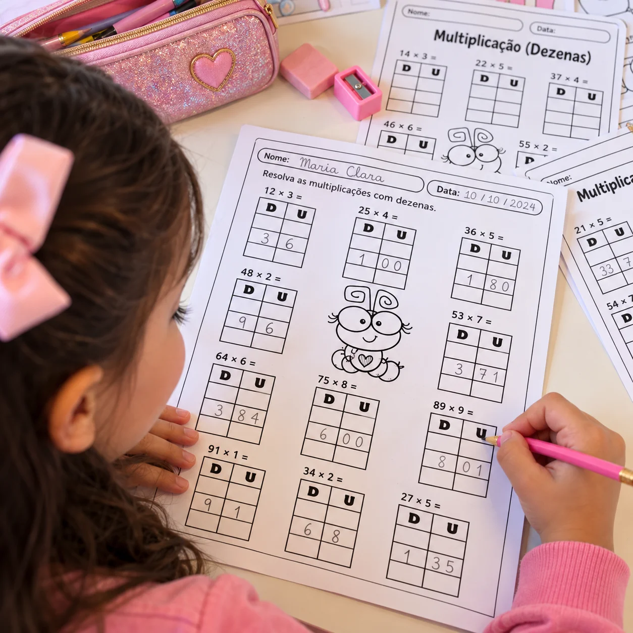 Multiplicação com Dezenas e Problemas Matemáticos — amostra 2: 20 páginas de atividades de multiplicação com dezenas e…