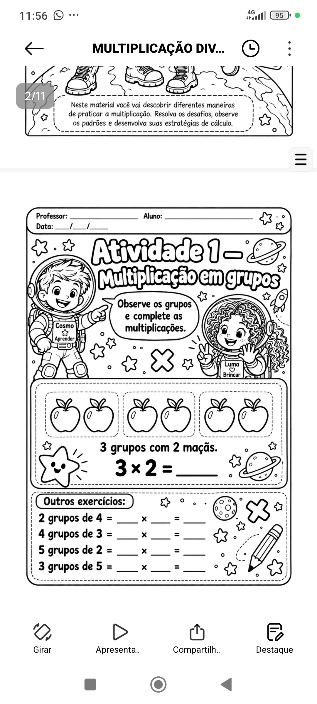 Multiplicação Divertida 2º e 3º Ano – Tabuada em PDF — amostra 1: O que você vai receber no material