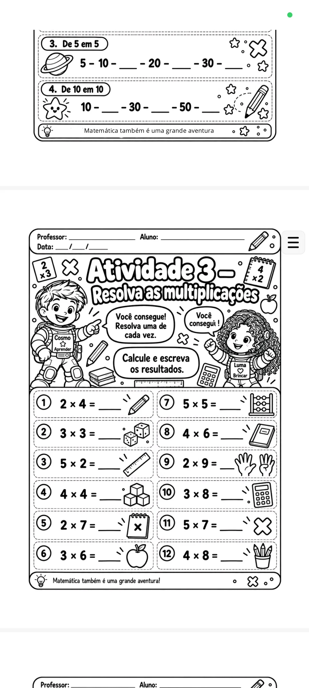 Multiplicação Divertida 2º e 3º Ano – Tabuada em PDF — amostra 3: Aprender tabuada ficou divertido