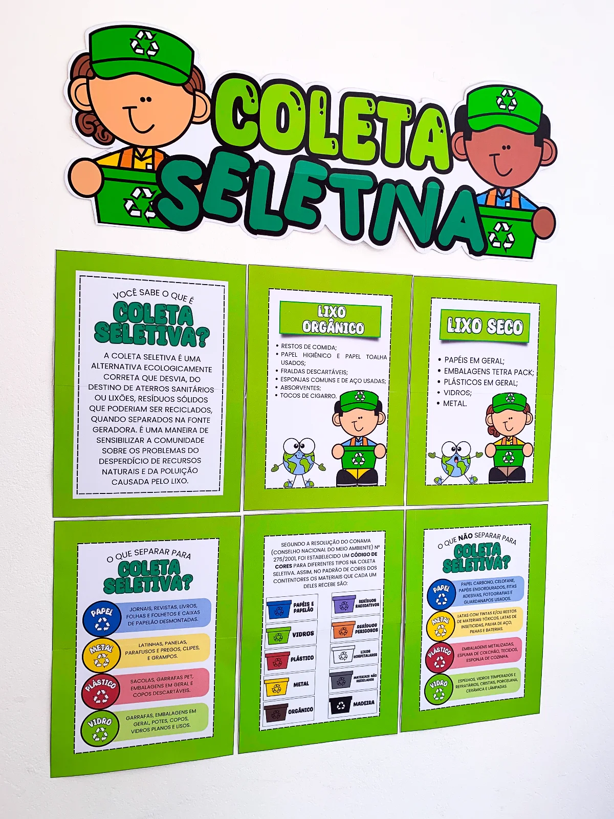 Mural Coleta Seletiva – Material Pedagógico — amostra 2: Este material colorido, lúdico e informativo foi feito para ajudar…