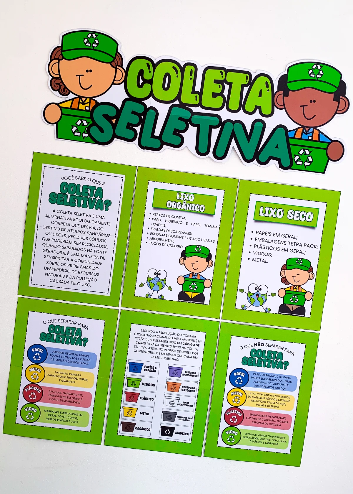 Mural Coleta Seletiva – Material Pedagógico — amostra 7: Este material colorido, lúdico e informativo foi feito para ajudar…