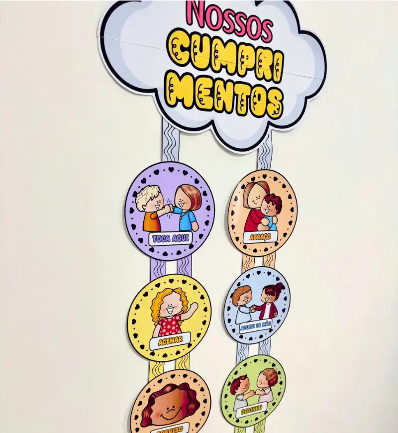 Mural de cumprimentos: Nossos Cumprimentos para imprimir — capa do material