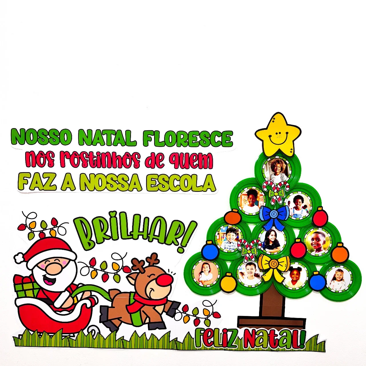 Mural de Natal com Fotos dos Alunos, em PDF — Datas comemorativas para Educação Infantil: Decore a escola com um mural…