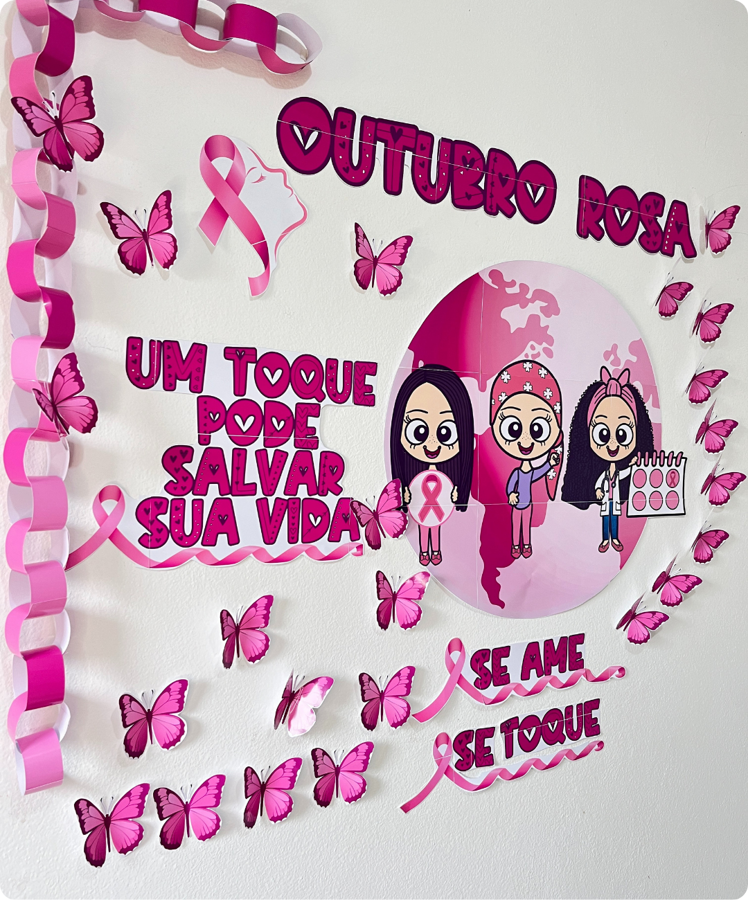 Mural de Outubro Rosa para imprimir — amostra 2: Um recurso visual pronto para imprimir