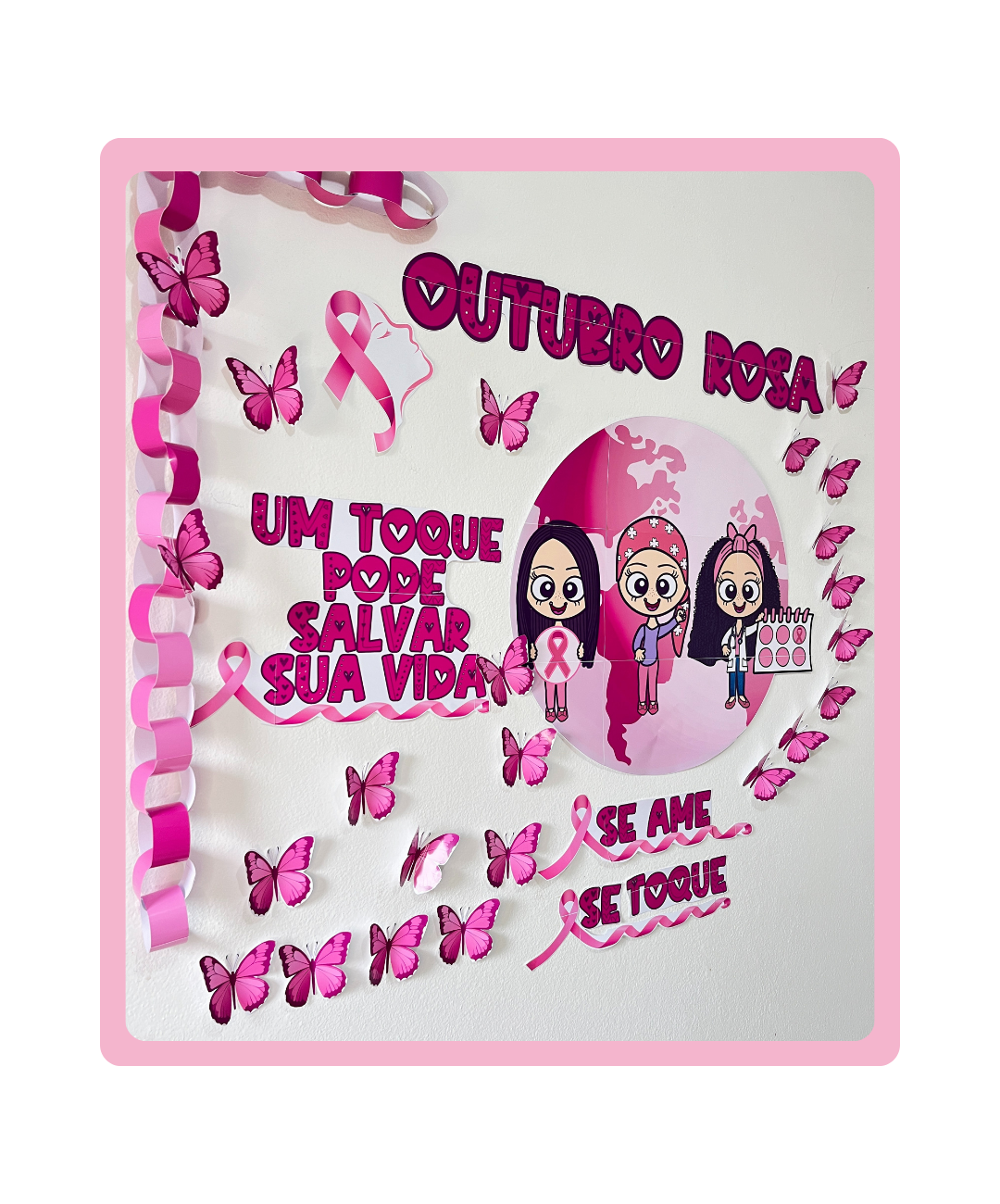 Mural de Outubro Rosa para imprimir — Datas comemorativas para Educação Infantil: Leve o Outubro Rosa para a decoração…