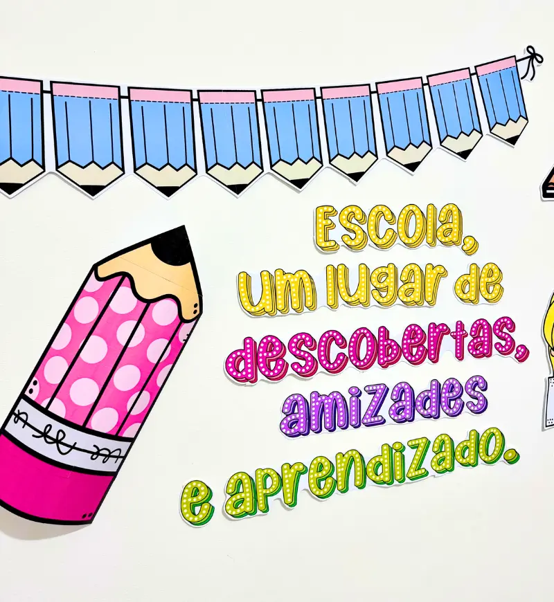 Mural Dia da Escola em PDF para Imprimir e Montar — amostra 1: Mural Dia da Escola para o ambiente escolar