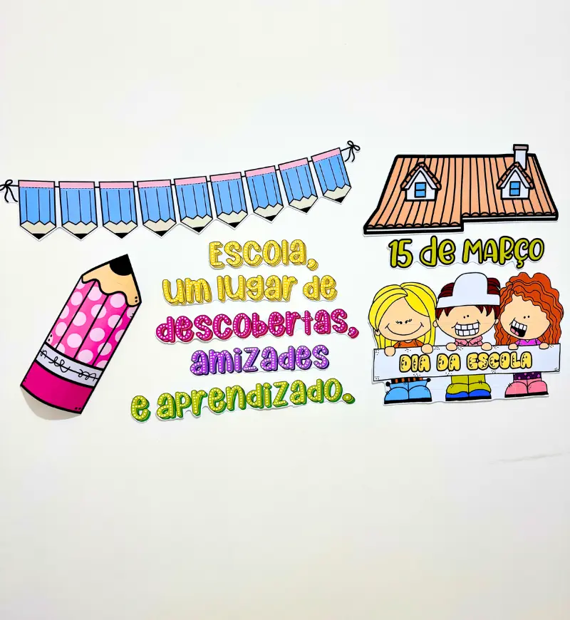 Mural Dia da Escola em PDF para Imprimir e Montar — amostra 3: Como usar em sala de aula