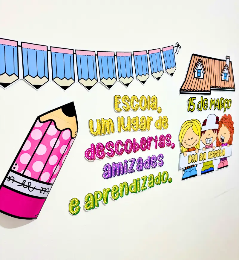 Mural Dia da Escola em PDF para Imprimir e Montar — amostra 5: Prepare o ambiente para celebrar o Dia da Escola com um…