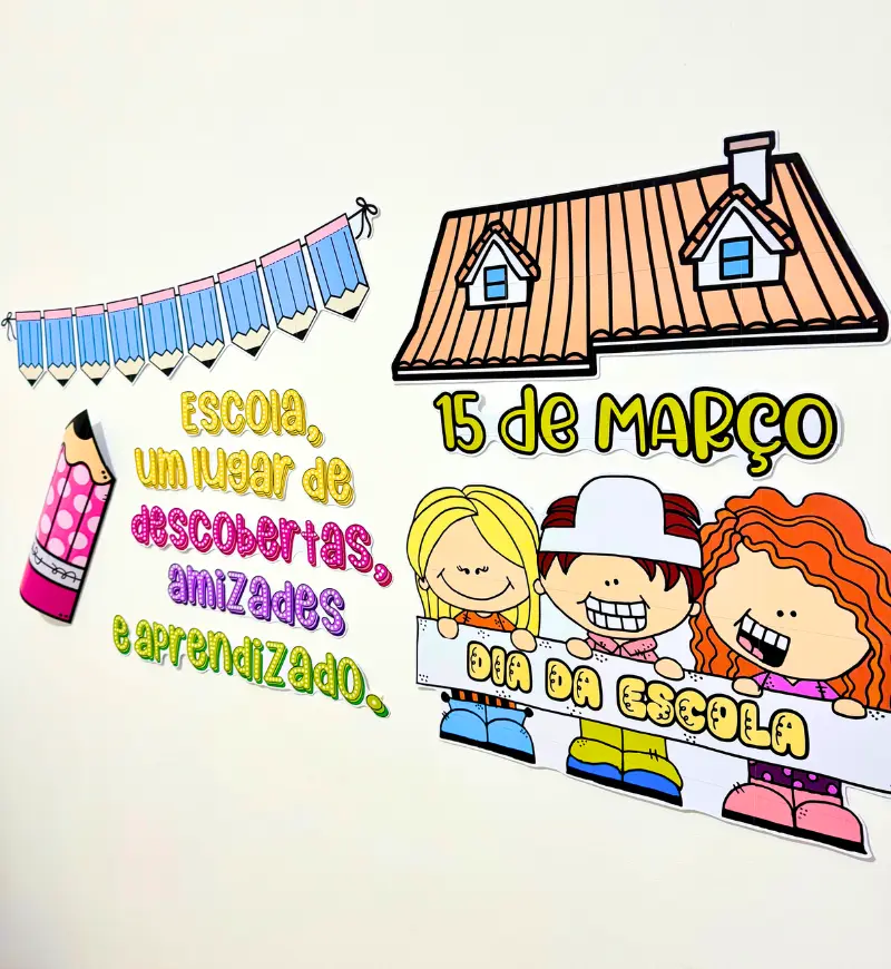 Mural Dia da Escola em PDF para Imprimir e Montar — capa do material