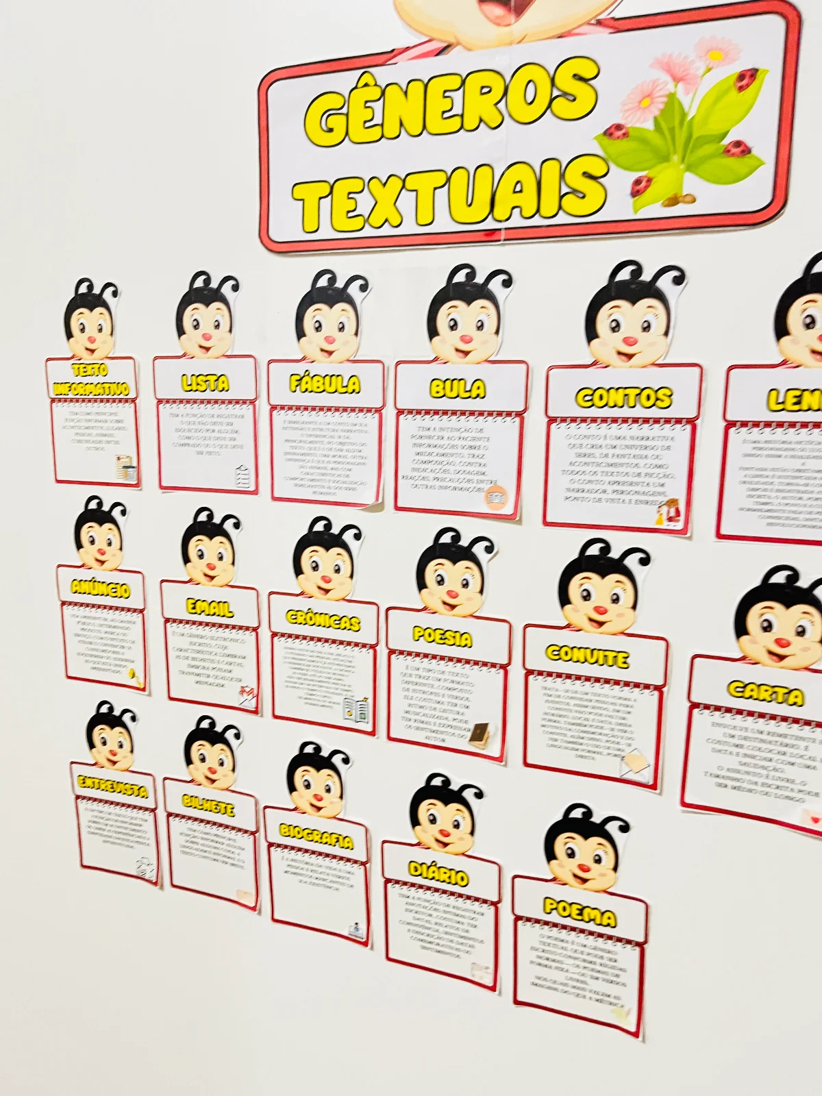 Mural Gêneros Textuais - Tema Joaninha – Material Pedagógico — amostra 5: O Painel Joaninha dos Gêneros Textuais é um…