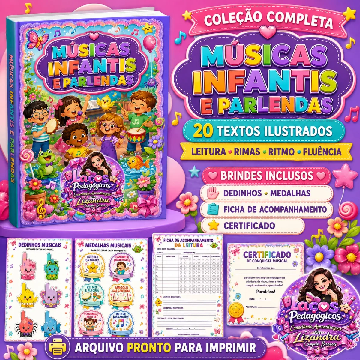 🎶📚 MÚSICAS INFANTIS E PARLENDAS — capa do material