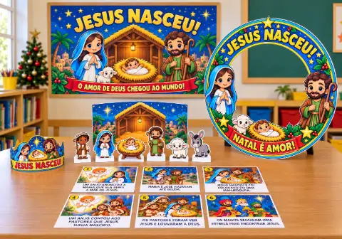 Natal Cristão - Recurso Pedagógico (Kit) — Datas comemorativas para Ensino Fundamental I (1º–5º): 🎄 O MUNDO PODE TENTAR…