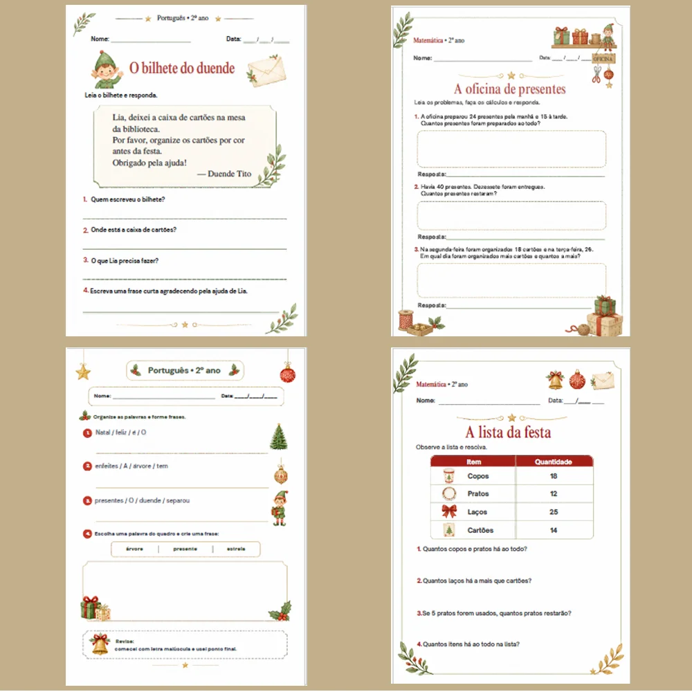 Natal Encantado: Aprender é uma festa! Kit de atividades Fundamental I — amostra 2: Com propostas inspiradas no Natal, os…