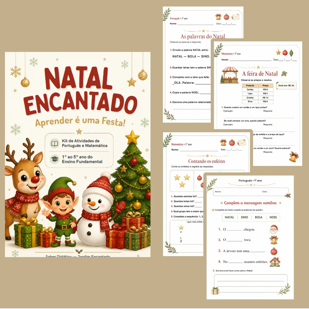 Natal Encantado: Aprender é uma festa! Kit de atividades Fundamental I — Alfabetização para 5º ano: Kit de Atividades de…