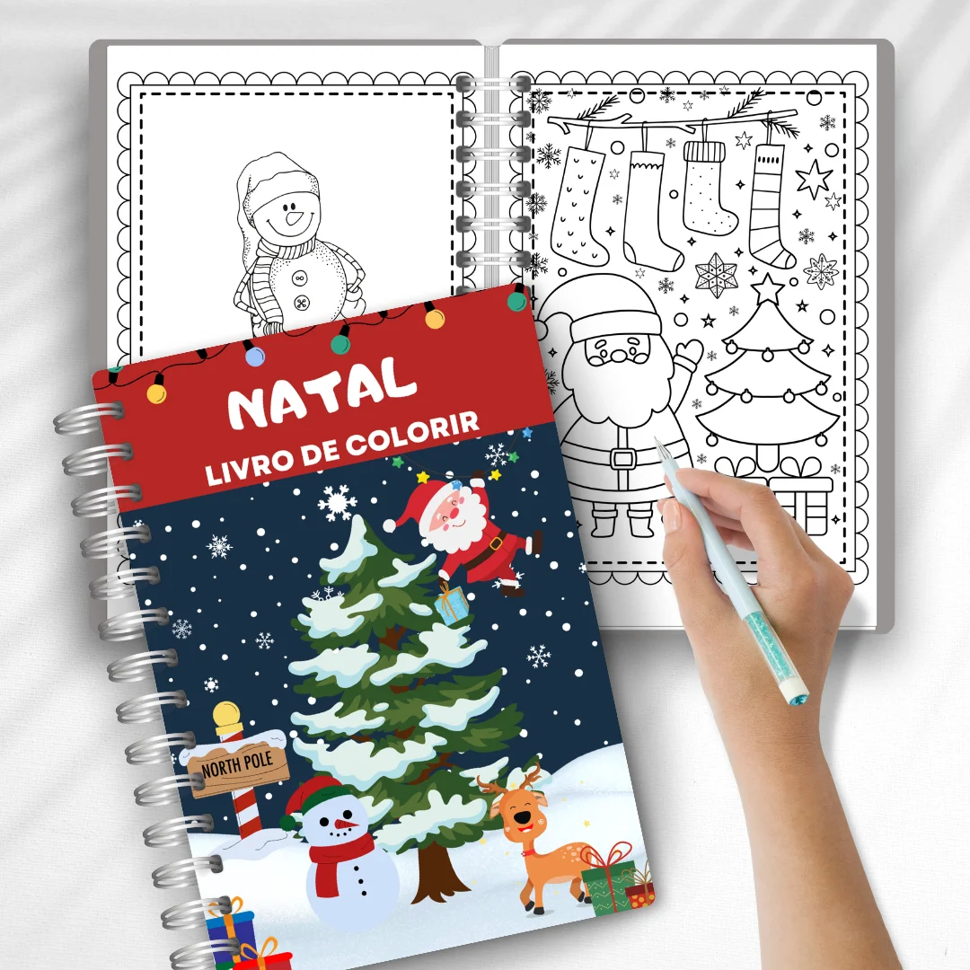 Natal: Livro de Colorir com 40 desenhos — amostra 3: Livro de colorir de Natal com páginas temáticas e mensagens como Feliz…