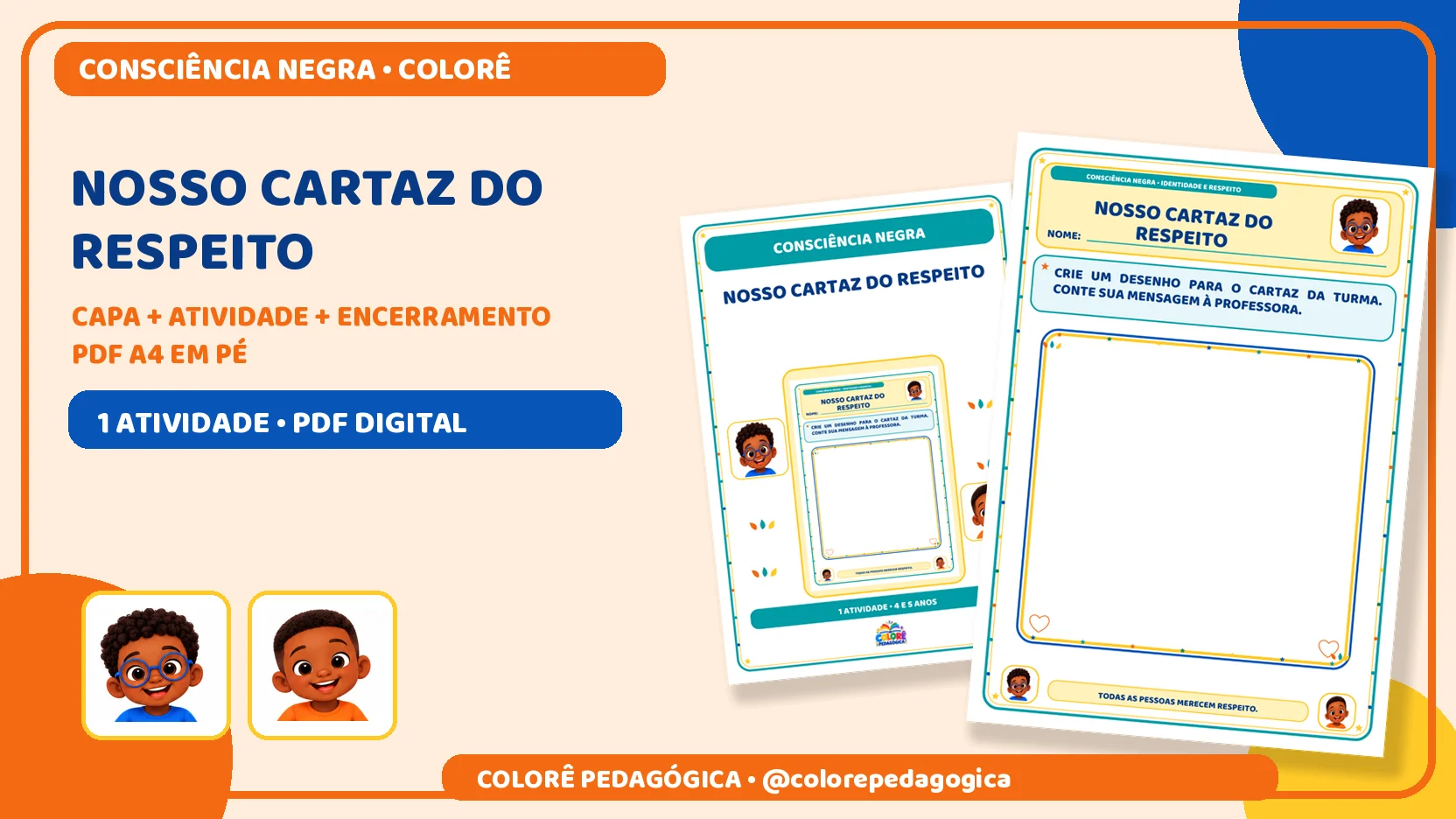 Nosso cartaz do respeito | Consciência Negra — amostra 1: Produto digital para impressão em A4, na orientação vertical, em…