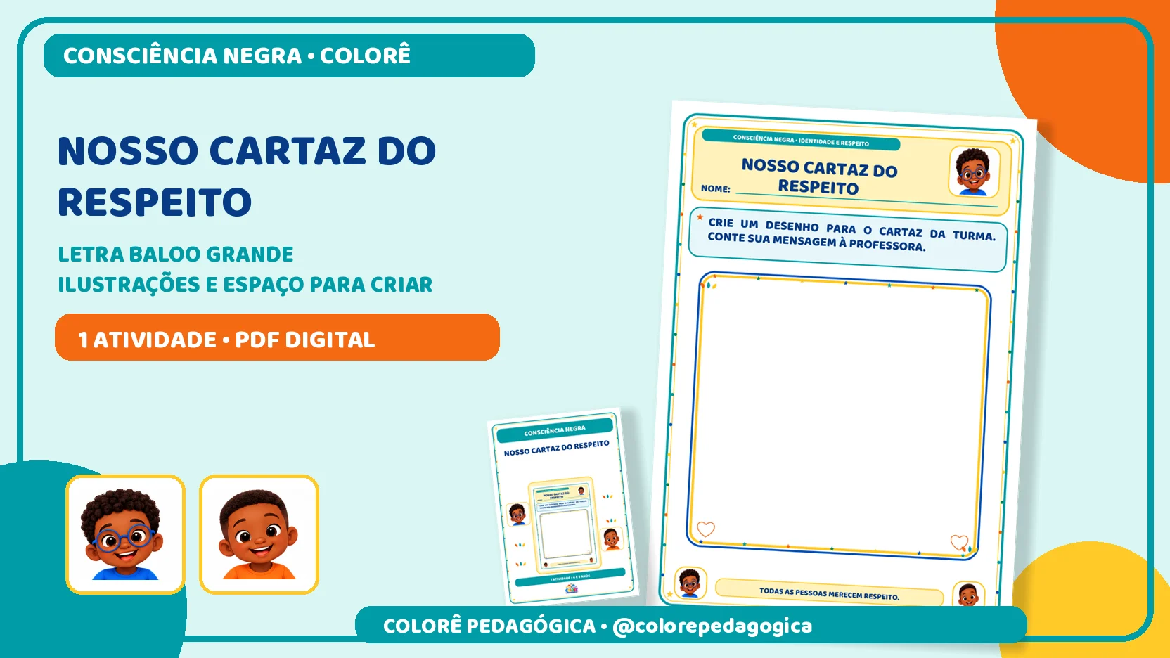 Nosso cartaz do respeito | Consciência Negra — amostra 3: Atividade de desenho para criar um cartaz sobre respeito na…