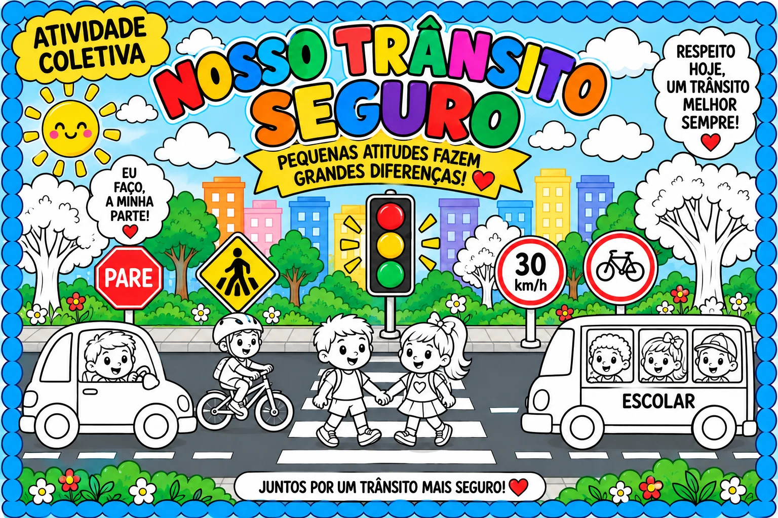Nosso Trânsito Seguro Cartaz Colaborativo em PDF 22 páginas. (cópia) — amostra 1: O Painel Coletivo “Nosso Trânsito Seguro”…