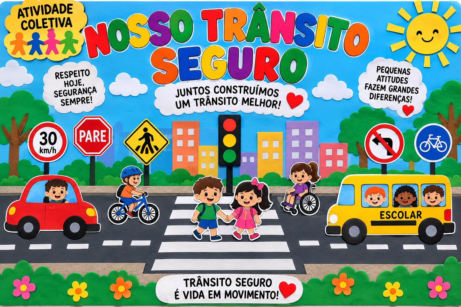 Nosso Trânsito Seguro Cartaz Colaborativo em PDF 22 páginas. (cópia) — amostra 2: O Painel Coletivo “Nosso Trânsito Seguro”…