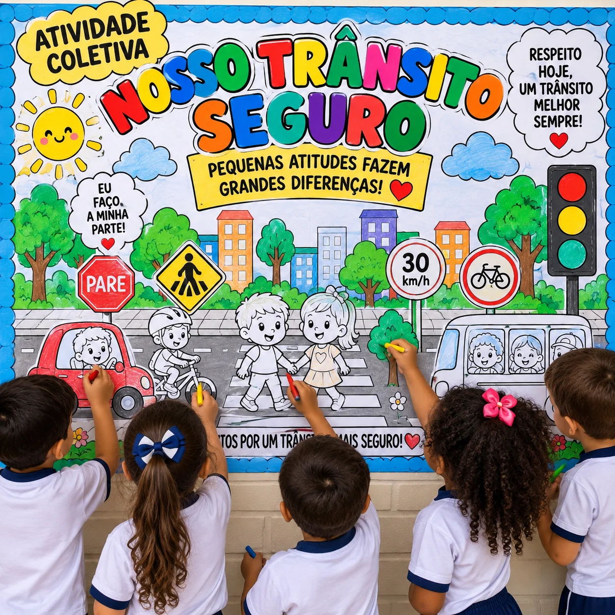 Nosso Trânsito Seguro Cartaz Colaborativo em PDF 22 páginas. — amostra 3: O Painel Coletivo “Nosso Trânsito Seguro” é uma…